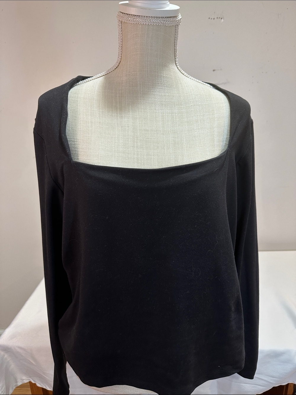 H&M Black Square Neck Long Sleeve Top